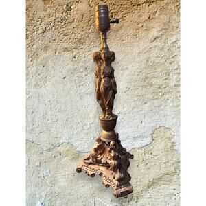 Vintage Cast Metal Three Graces & Mermaids Figural Table Lamp 17.5”